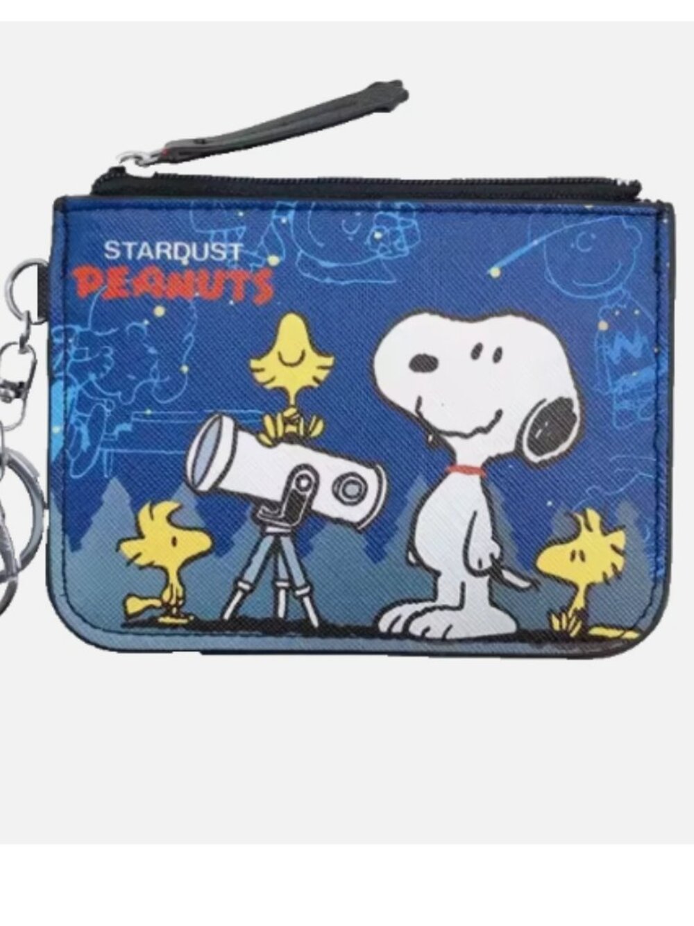 Stardust Snoopy Style Woodstock Keychain Pouch Travel ID Pass Wallet Key Leather